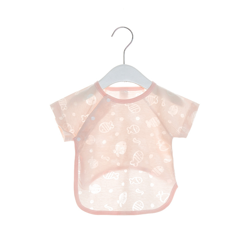 Monk stiliaus vasaros kūdikių viršūnė, trumpomis rankovėmis, apvaliu kaklu, 60% medvilnė, universalus, be gobtuvo