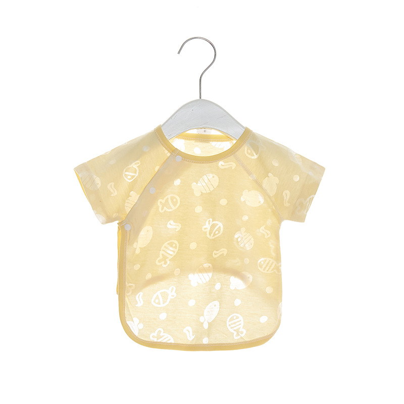 Monk stiliaus vasaros kūdikių viršūnė, trumpomis rankovėmis, apvaliu kaklu, 60% medvilnė, universalus, be gobtuvo