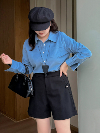 Женски къси вълнени панталони с висок талия, права кройка, дължина три четвърти, полиестер със спандекс, плат 95%+