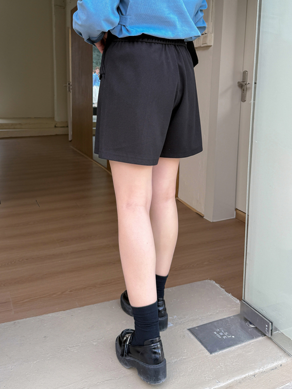 Женски къси вълнени панталони с висок талия, права кройка, дължина три четвърти, полиестер със спандекс, плат 95%+