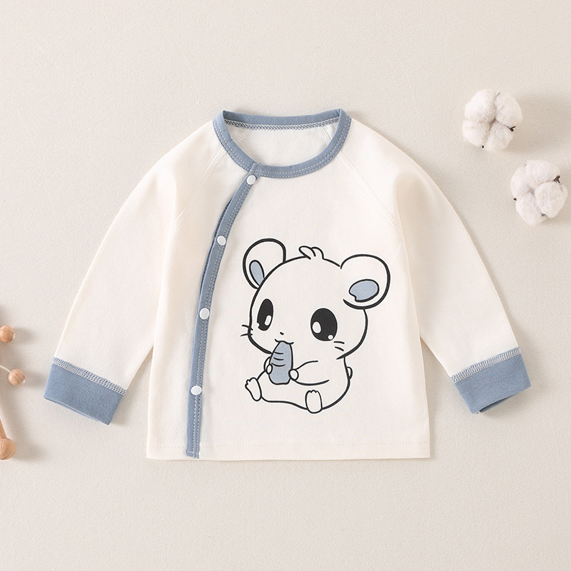 Βρεφικό βαμβαρινό βασικό τοπ για άνοιξη-φθινοπωρο, με στρογγυλή λαιμόκοψη, 100% βαμβάκι, για ηλικία 1–3 ετών, χωρίς κουκούλα