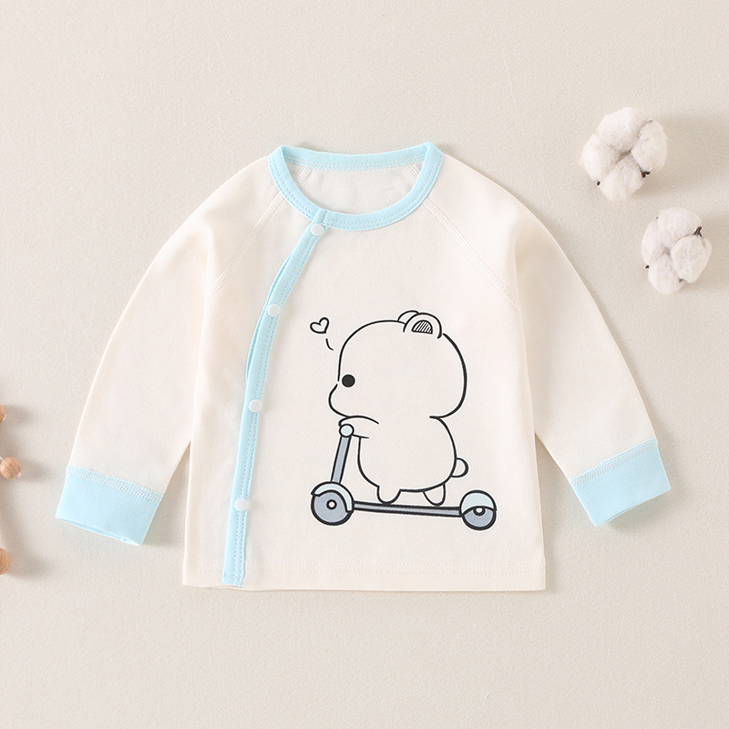 Βρεφικό βαμβαρινό βασικό τοπ για άνοιξη-φθινοπωρο, με στρογγυλή λαιμόκοψη, 100% βαμβάκι, για ηλικία 1–3 ετών, χωρίς κουκούλα