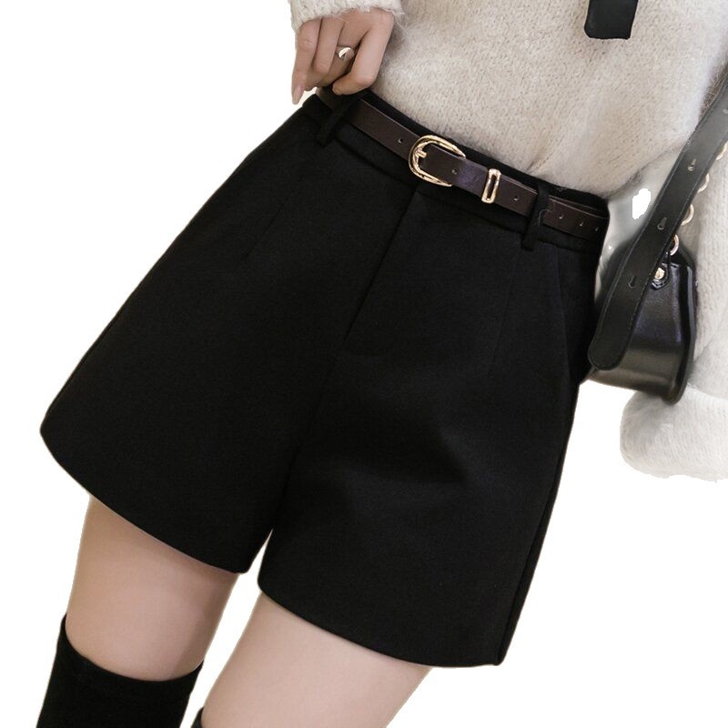 Ženske široke vunene hlače s visokim strukom, dužina 3/4, lagano rastezljive