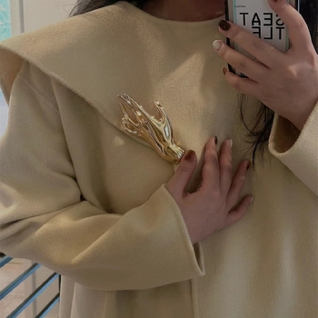 Geometriska brošā no sakausējuma, elektroplēkāta pārklājums, universāls vintages stils, pielāgojams, Ziemas 2023