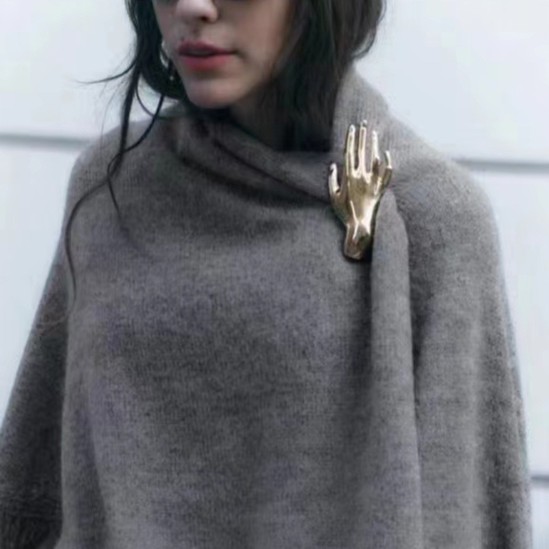 Geometriska brošā no sakausējuma, elektroplēkāta pārklājums, universāls vintages stils, pielāgojams, Ziemas 2023