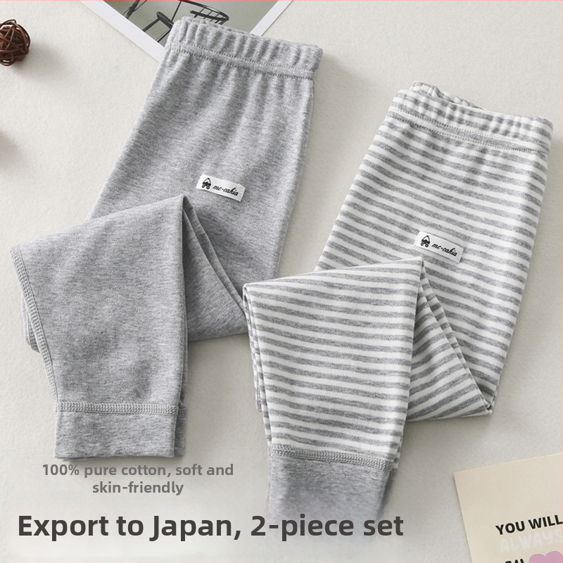 Gyerekeknek készült őszi pamut hosszú alsóruha, uniszex, 100% pamut, középmagas deréksz, 3–8 éveseknek