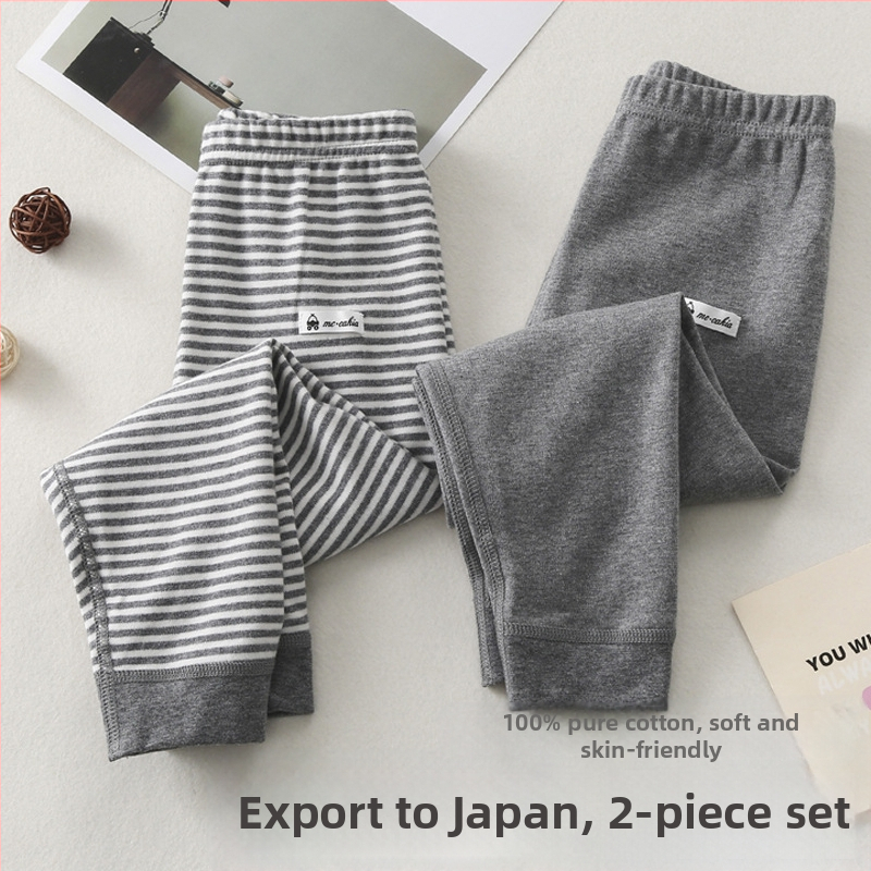 Gyerekeknek készült őszi pamut hosszú alsóruha, uniszex, 100% pamut, középmagas deréksz, 3–8 éveseknek