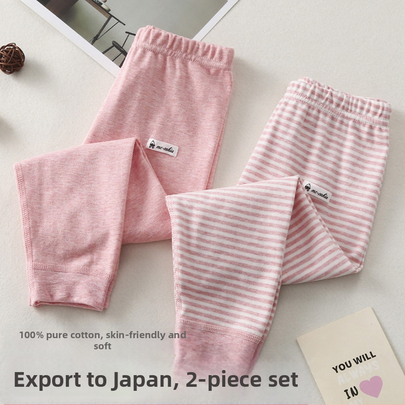 Gyerekeknek készült őszi pamut hosszú alsóruha, uniszex, 100% pamut, középmagas deréksz, 3–8 éveseknek