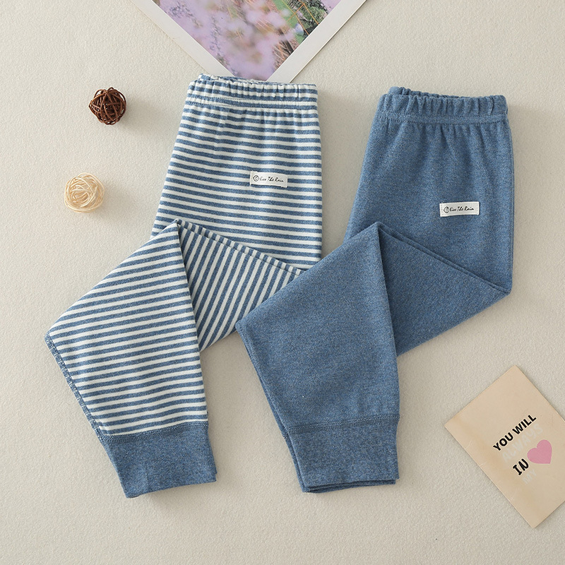 Gyerekeknek készült őszi pamut hosszú alsóruha, uniszex, 100% pamut, középmagas deréksz, 3–8 éveseknek