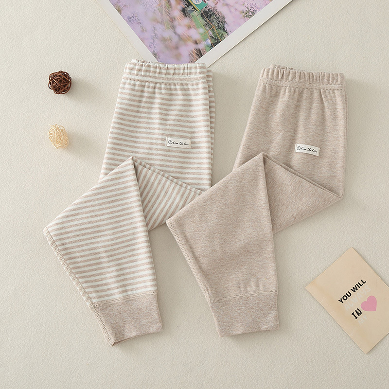 Gyerekeknek készült őszi pamut hosszú alsóruha, uniszex, 100% pamut, középmagas deréksz, 3–8 éveseknek