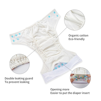 Happyflute Organinė medvilninė plaunama daugkartinė sauskelė su medvilnine įdaila, 3–15 kg, 0–36 mėn