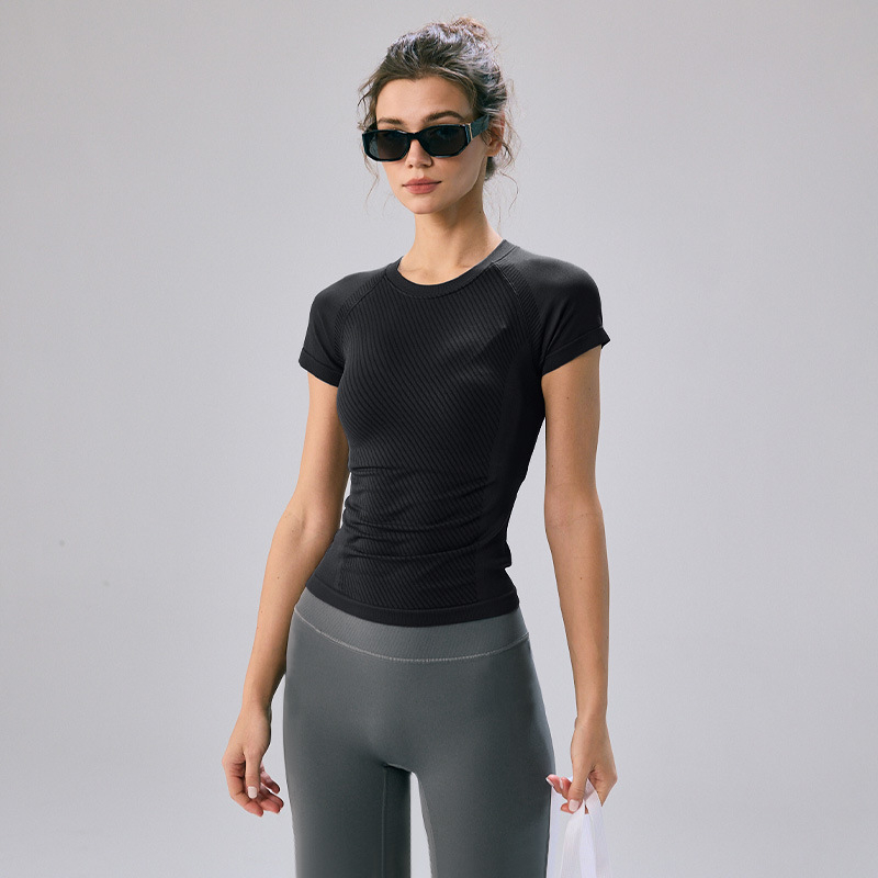 Ženski top za jogu, 3/4 rukav, brzo suši, geometrijski uzorak, materijal najlon-spandeks