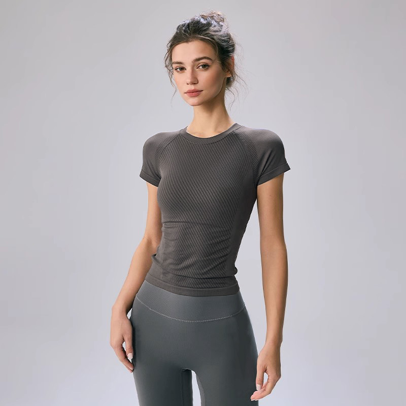 Ženski top za jogu, 3/4 rukav, brzo suši, geometrijski uzorak, materijal najlon-spandeks