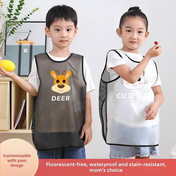 Vaikams skirta vandeniui atspari dažymo smock be rankovių su karikatūrų raštu, poliesteris, 3–8 metų amžiaus