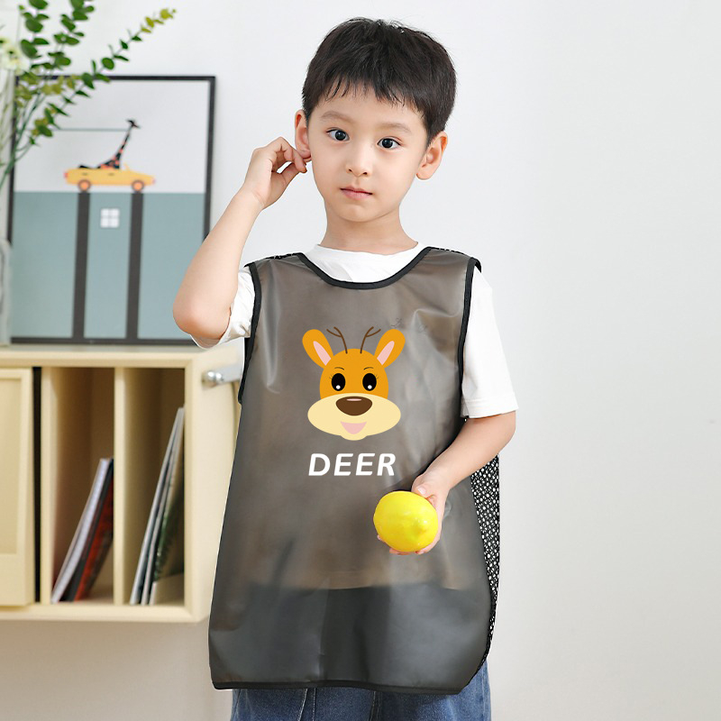 Gyermekeknek szóló vízálló, ujj nélküli festőköntös karikatúra mintával, poliészter, 3–8 éveseknek