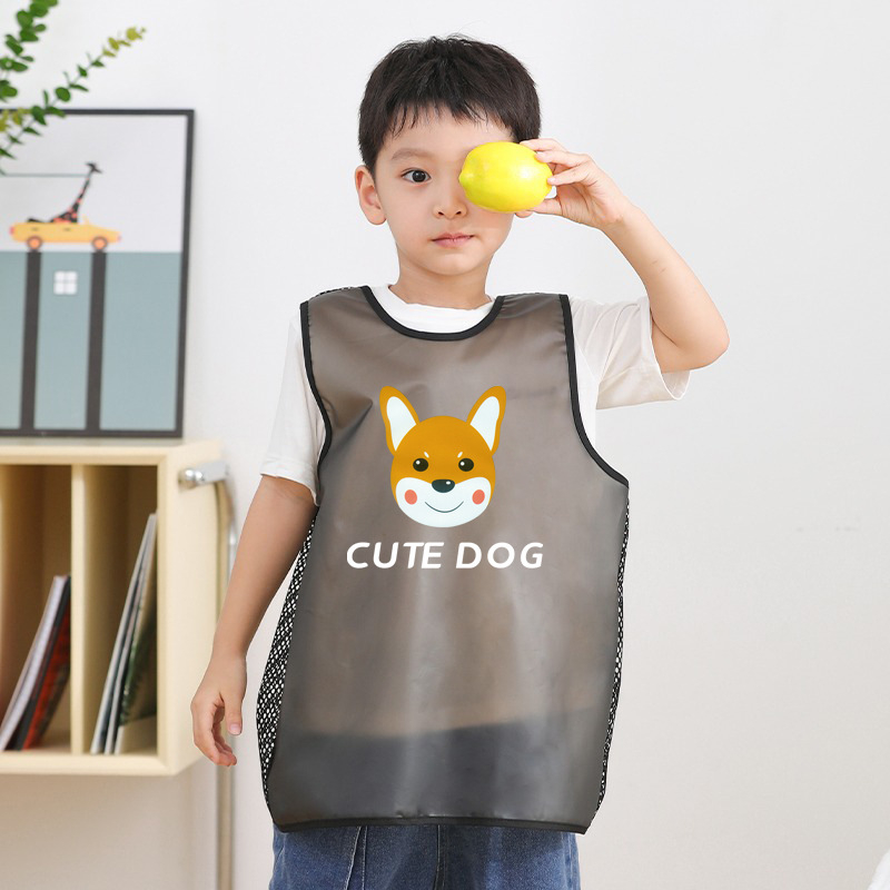 Gyermekeknek szóló vízálló, ujj nélküli festőköntös karikatúra mintával, poliészter, 3–8 éveseknek