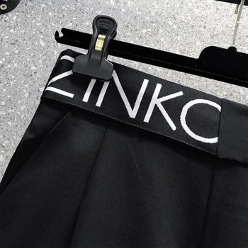 Γυναικείες παντελόνες-σουτ σε στυλ κοστουμιού, ψηλή μέση, πολυεστέρας, ίσια γραμμή, μήκος 5/4, κορεατικό στυλ