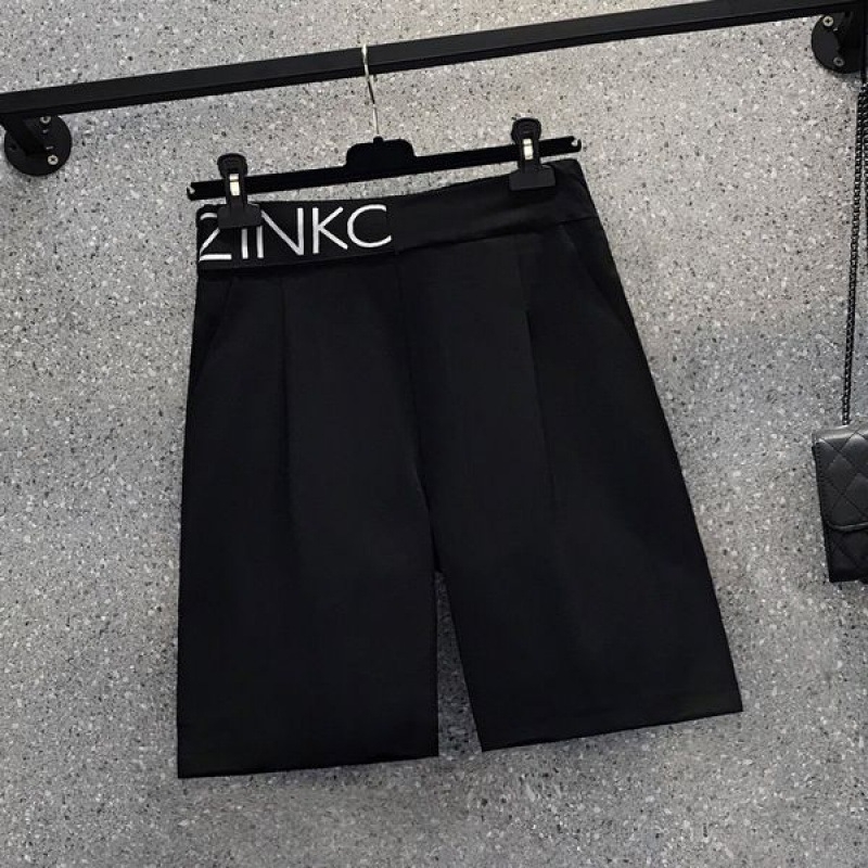 Γυναικείες παντελόνες-σουτ σε στυλ κοστουμιού, ψηλή μέση, πολυεστέρας, ίσια γραμμή, μήκος 5/4, κορεατικό στυλ