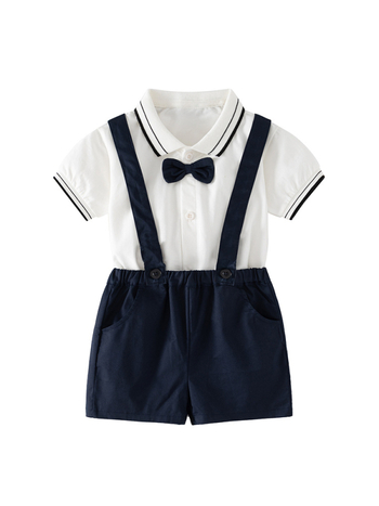 Costum pentru copii din bumbac, două piese, mâneci scurte, pantaloni scurți, pentru copii 1–3 ani