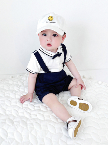 Costum pentru copii din bumbac, două piese, mâneci scurte, pantaloni scurți, pentru copii 1–3 ani