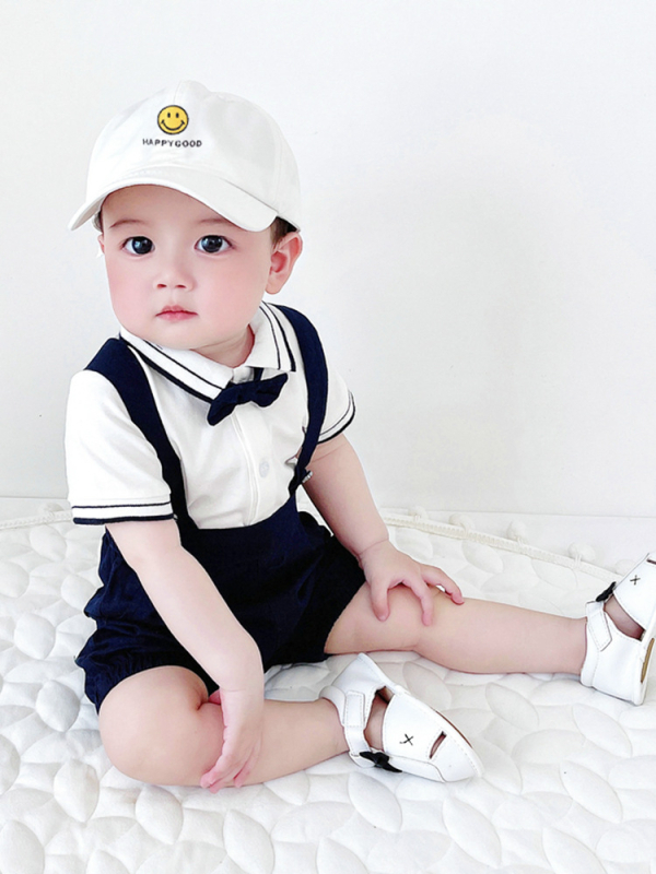 Costum pentru copii din bumbac, două piese, mâneci scurte, pantaloni scurți, pentru copii 1–3 ani