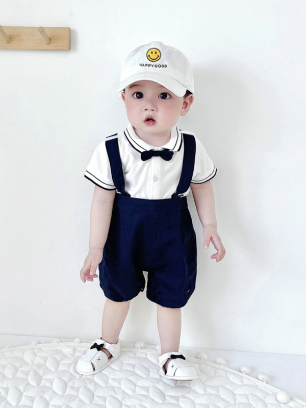 Costum pentru copii din bumbac, două piese, mâneci scurte, pantaloni scurți, pentru copii 1–3 ani