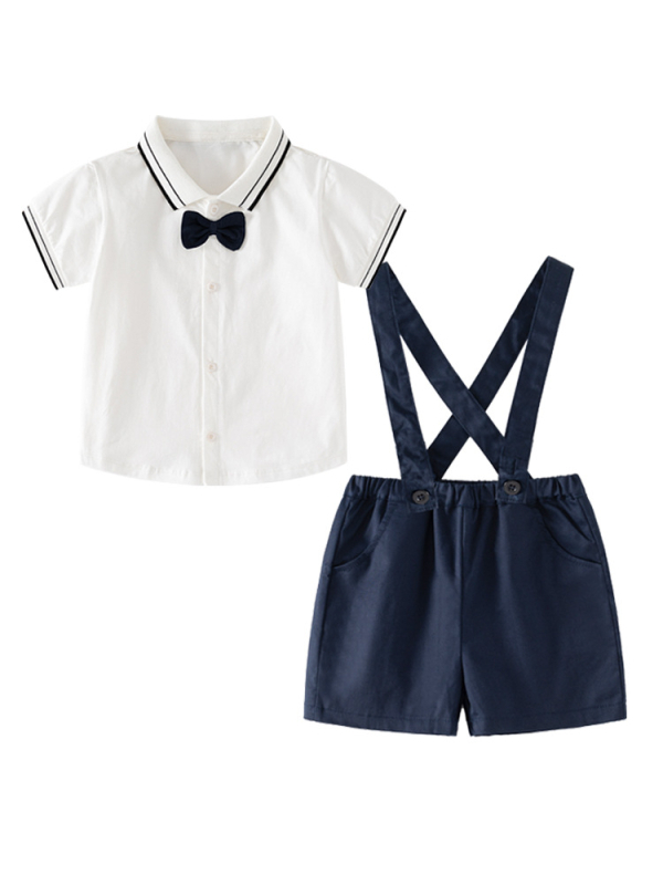 Costum pentru copii din bumbac, două piese, mâneci scurte, pantaloni scurți, pentru copii 1–3 ani