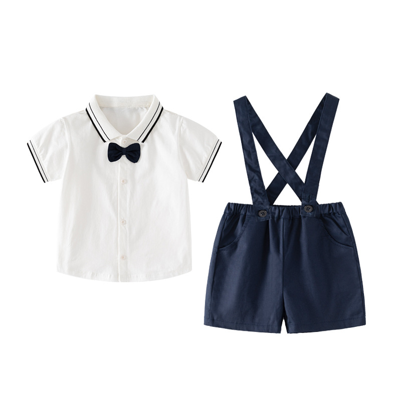 Costum pentru copii din bumbac, două piese, mâneci scurte, pantaloni scurți, pentru copii 1–3 ani