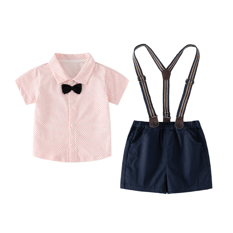 Costum pentru copii din bumbac, două piese, mâneci scurte, pantaloni scurți, pentru copii 1–3 ani