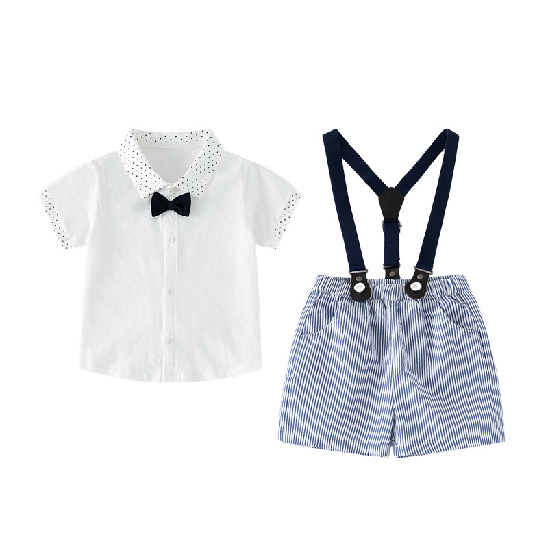 Costum pentru copii din bumbac, două piese, mâneci scurte, pantaloni scurți, pentru copii 1–3 ani