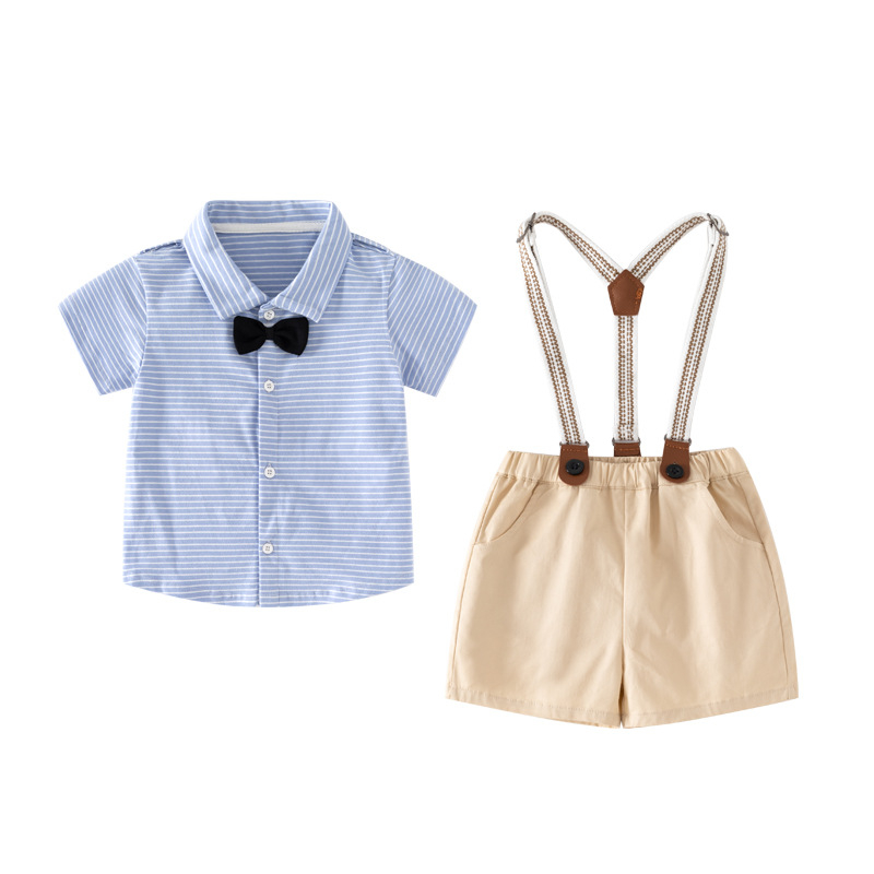 Costum pentru copii din bumbac, două piese, mâneci scurte, pantaloni scurți, pentru copii 1–3 ani