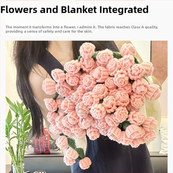 Rožių puokštės pledas - rankų austas su gėlių raštu, poliesteris, 500–799 g, pavasaris ir ruduo, susitraukimas 2–3%