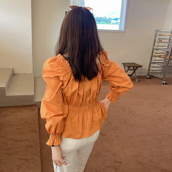 Риза W901 с балонни ръкави, квадратно деколте, памук 95%+, тъкана материя