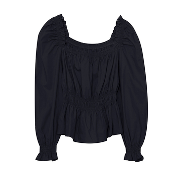 Риза W901 с балонни ръкави, квадратно деколте, памук 95%+, тъкана материя