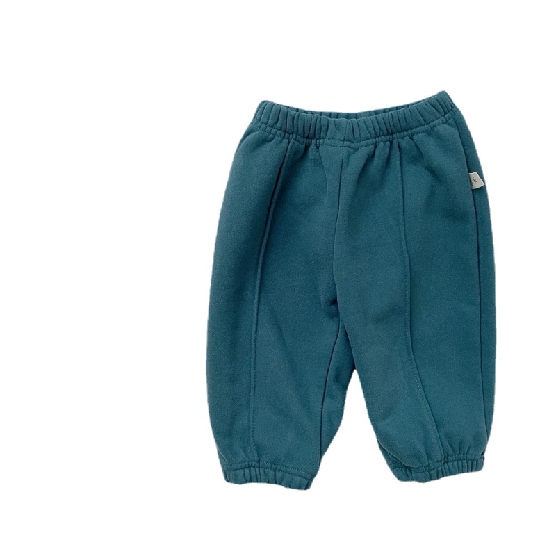 Детски панталони в корейски стил, памук 95%, флийсови, средна талия с еластична лента, за деца 1–3 години, есен-зима