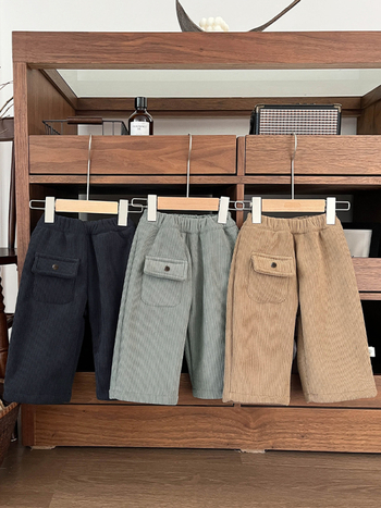 Korea-stiilis corduroy laste püksid, unisex, 100% polüester, vanus 1–3 aastat, sügisel-talvel