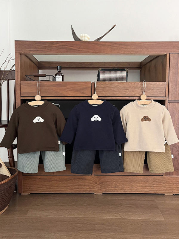 Korea-stiilis corduroy laste püksid, unisex, 100% polüester, vanus 1–3 aastat, sügisel-talvel