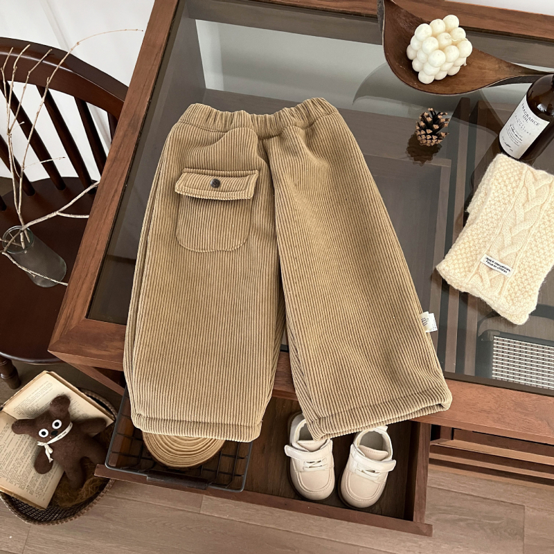 Korea-stiilis corduroy laste püksid, unisex, 100% polüester, vanus 1–3 aastat, sügisel-talvel