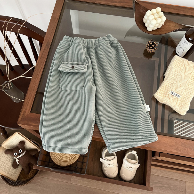 Korea-stiilis corduroy laste püksid, unisex, 100% polüester, vanus 1–3 aastat, sügisel-talvel