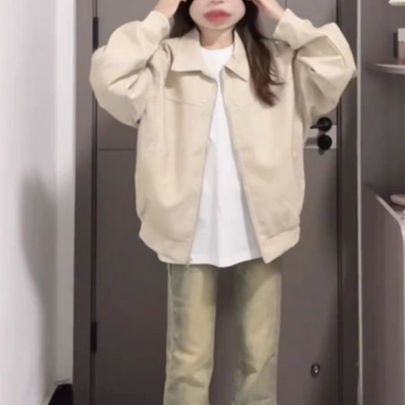 Jakna s ovratnikom i kardigan top, 2025 retro visokokvalitetni baseball stil, boja marelice, jesen-zima, opušten kroj