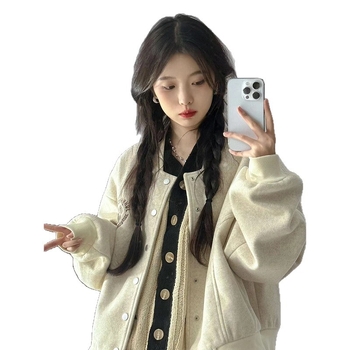 Ženska kratka baseball jakna, stojeći ovratnik, standardni rukavi, srednja gustoća, poliester, 3D uzorak