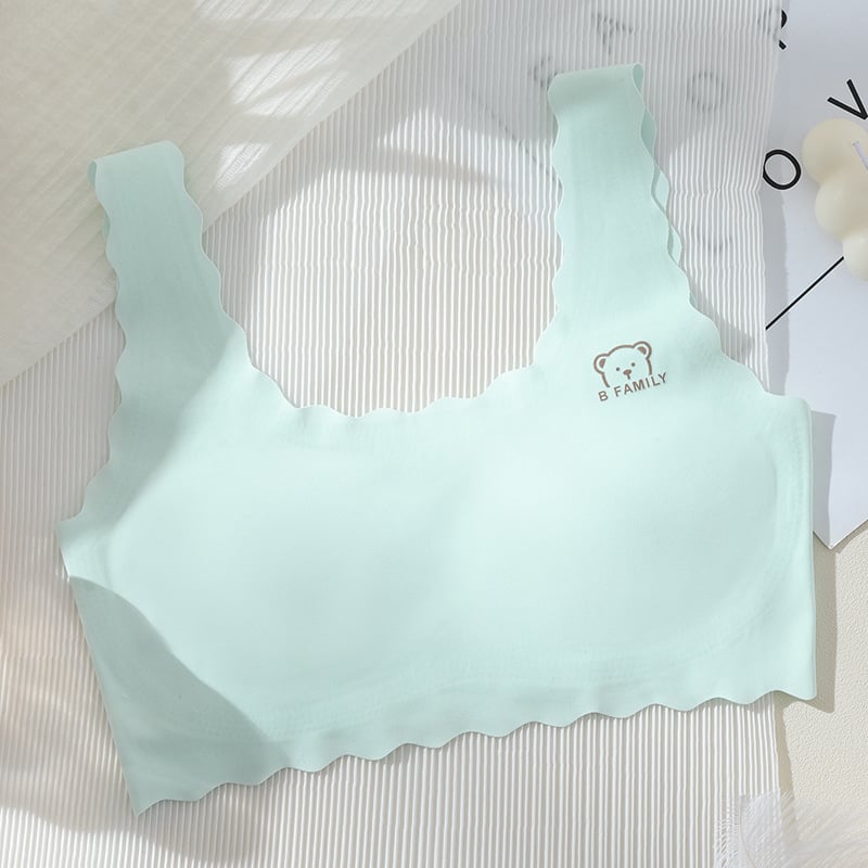 Bešavna sportska grudnjica za tinejdžerice — najlon, pune košarice, ultra tanke oblikovane čašice s spužvom, bez čeličnih okova, fiksni kaiševi, prozračni stražnji dio