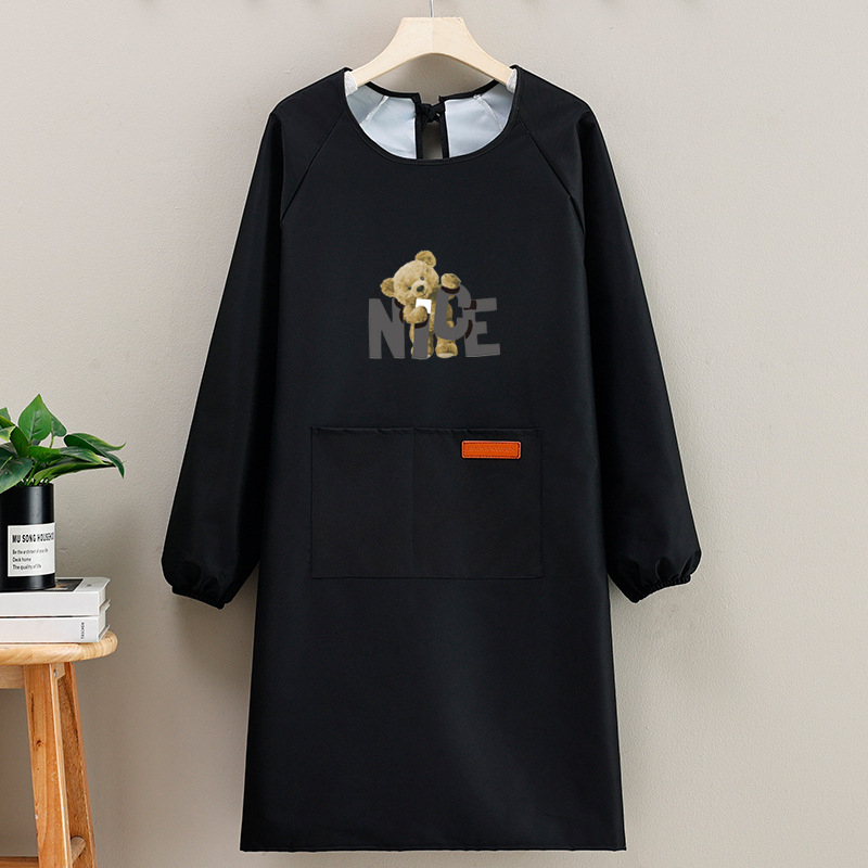 Suaugusiųjų prijuostė, atspari vandeniui, kompozitinė medžiaga, šiuolaikiškas minimalistinis stilius, karikatūrų raštas