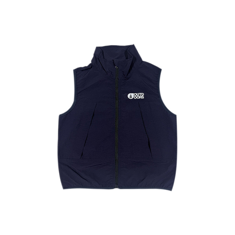 Vesta de toamnă pentru copii – vestă ușoară de tip workwear din nylon, cu fermoar, fără glugă, model cu litere, pentru copii peste 8 ani.