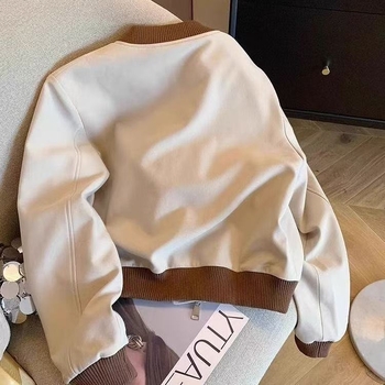 Яке в стил Harajuku за жени, полиестер, дълги ръкави, кръгла яка, цип, свободна кройка, средна дебелина, есен 2025