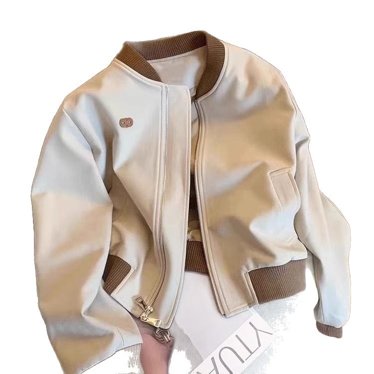 Яке в стил Harajuku за жени, полиестер, дълги ръкави, кръгла яка, цип, свободна кройка, средна дебелина, есен 2025