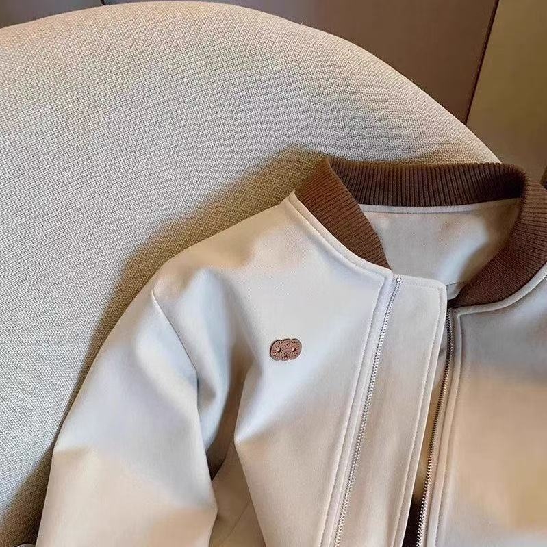 Яке в стил Harajuku за жени, полиестер, дълги ръкави, кръгла яка, цип, свободна кройка, средна дебелина, есен 2025