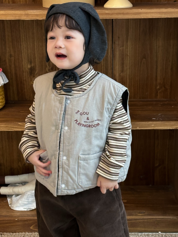 Koreai stílusú téli gyerek felső, csíkos, 95% pamut, kerek nyak