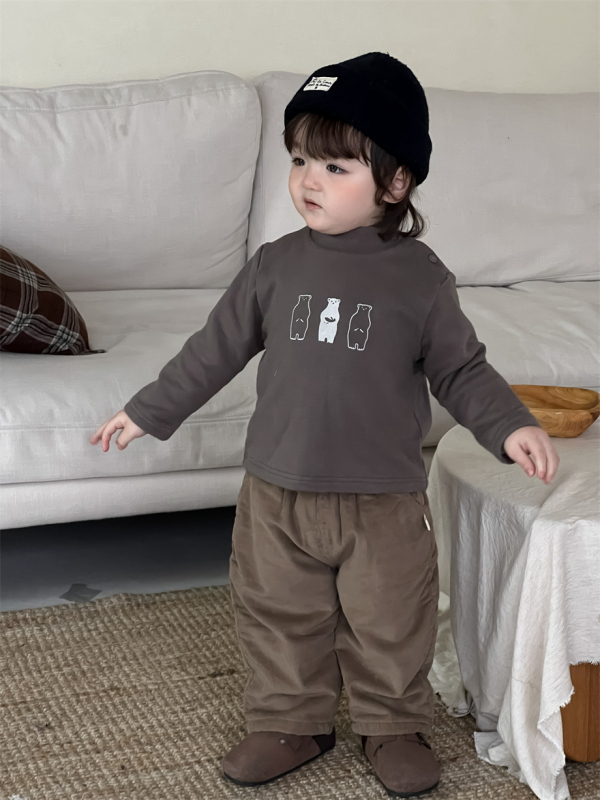 Koreai stílusú téli gyerek felső, csíkos, 95% pamut, kerek nyak