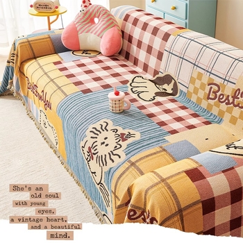 Trysėdžio sofą užvalkalas cartoon stiliumi su doily raštu; raštai: geometriniai, abstraktūs, animacinių filmų gyvūnai; Medžiaga: Six color scarf; Prekės ženklas: Fiber Return